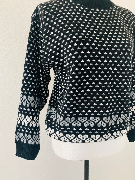 Black and White Pullover Sweater / Vintage 1990’s… - image 3