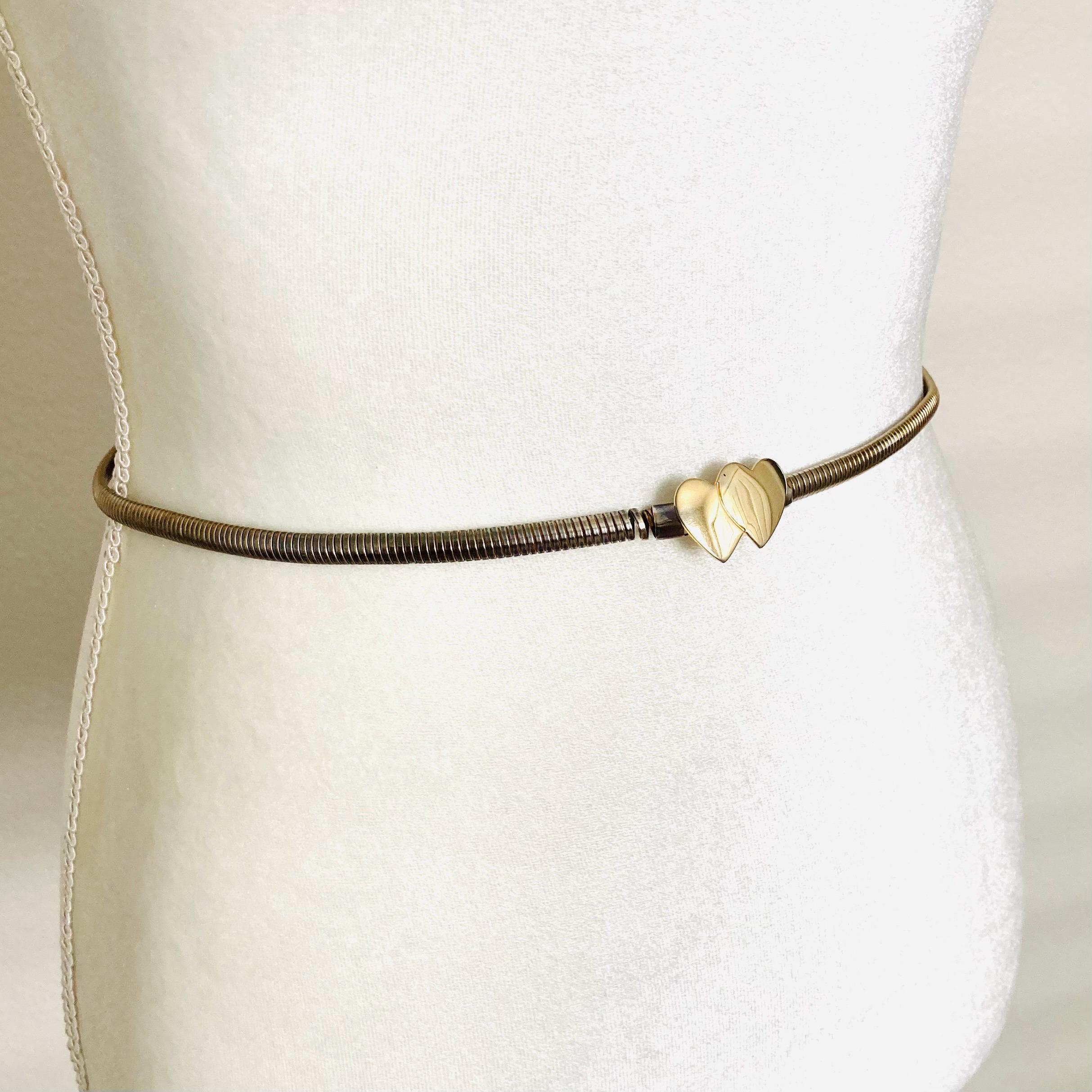 Antiqued Gold Tone Metal Hearts Belt Waist Jewelry 34\