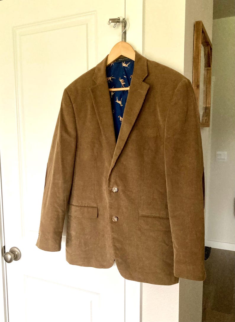 Ralph Lauren Wide Wale Corduroy Gender-Neutral Blazer / Vintage 1990’s Trendy Tan Brown Jacket Unisex Size Medium 38-40 chest immagine 7