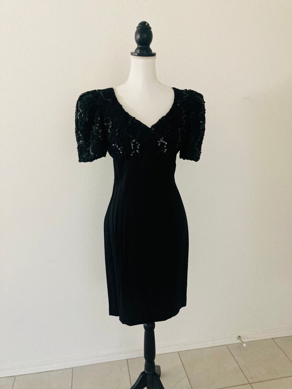 1980’s Rockstar Black Party Dress / Vintage Forma… - image 4