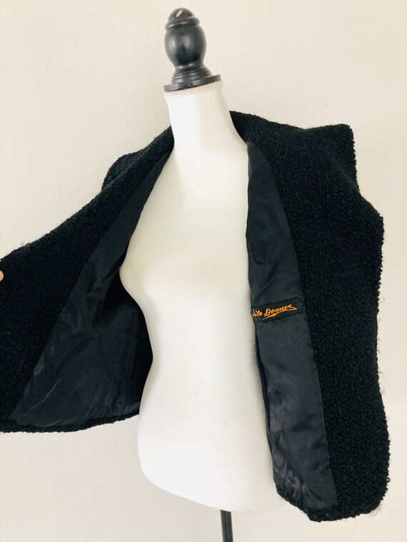 Black Curly Lamb Coat / Vintage 1960’s Classic Lu… - image 6