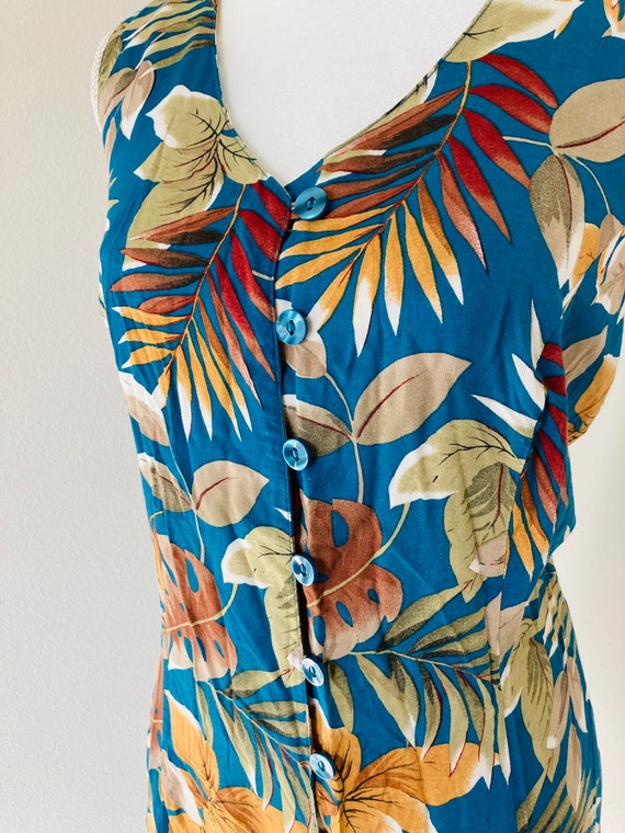 Autumn Leaves Rayon Dress / Vintage 1990’s Flowin… - image 2