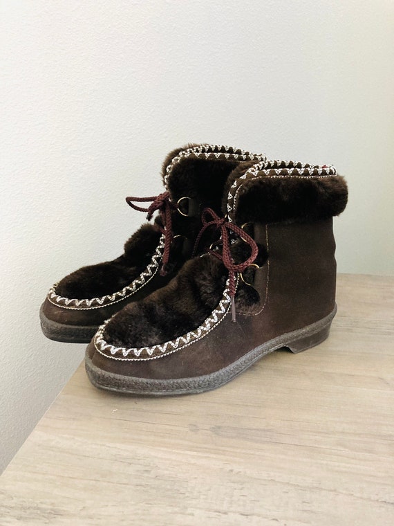 1970’s Snowland Winter Boots / Vintage Brown Furry