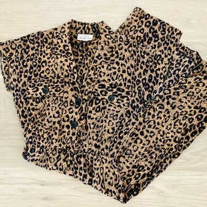 Vintage Leopard Print Day Dress / 1980's Funky Retro Dress Animal Cat Print Summer Dress Casual Artistic Womans Size S-M