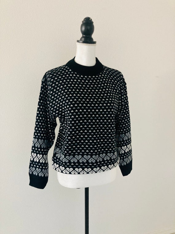 Black and White Pullover Sweater / Vintage 1990’s… - image 4