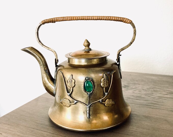 RARE Brass Tea Kettle / Chinese Vintage Tea Pot Green and Red Etsy