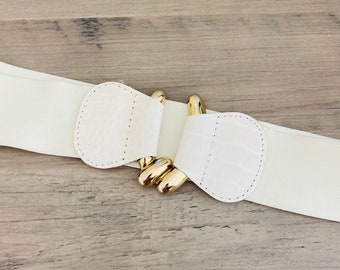Vintage Judith Leiber Adjustable White Leather Belt With  display picture 1