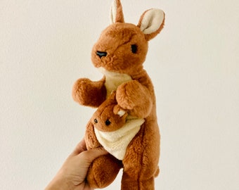 Vintage 2000 TY Kangaroo and Joey Pouch Stuffy Buddy Retro Animal Plush Toy