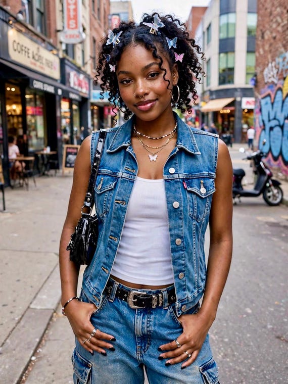 Y2K Levi Blue Jean Jacket Vest / RARE Vintage Mediim Wash Denim Sleeveless Biker Size Small "Rock and Roll"