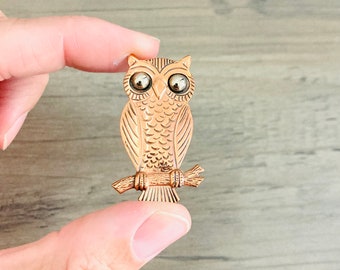 Vintage Copper Owl Brooch 1970’s Hippie Boho Jewelry Pin