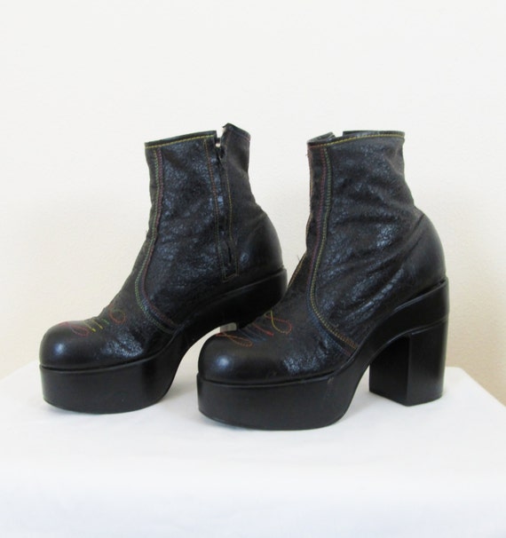 Vintage 1970's Black ELTON JOHN Platform Boots / Men's | Etsy