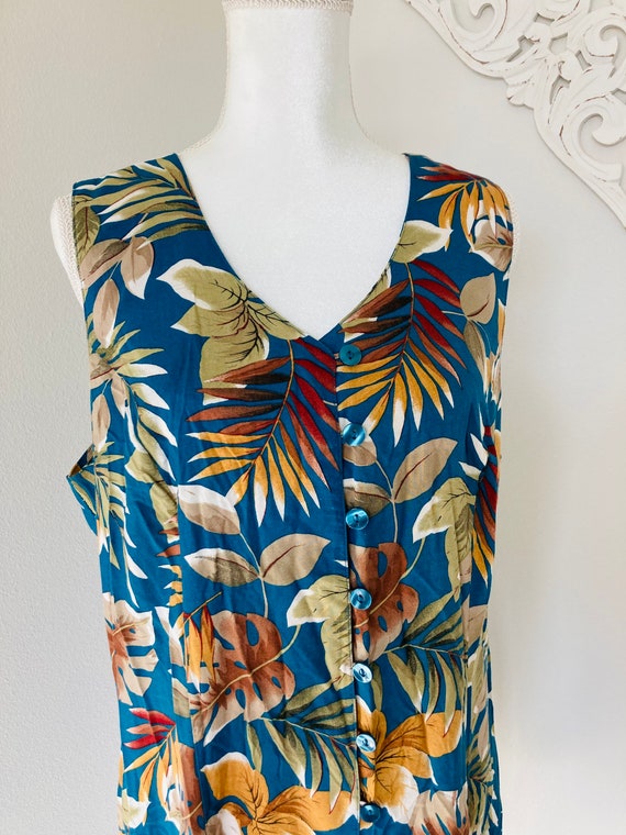 Autumn Leaves Rayon Dress / Vintage 1990’s Flowin… - image 8
