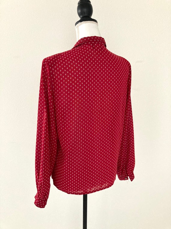 Retro Casual Red Blouse / Vintage 1980’s Polka Do… - image 8