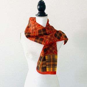 Italian Autumn Fall Orange Scarf / “Morsly New York” Made in Italy Polyester Long Neck Scarf