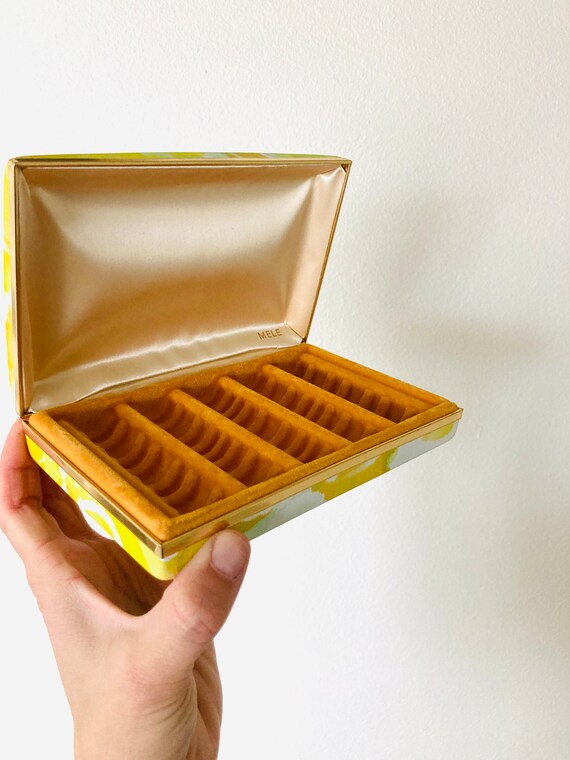 Retro Yellow Floral Ring Holder Jewelry Box Organ… - image 5