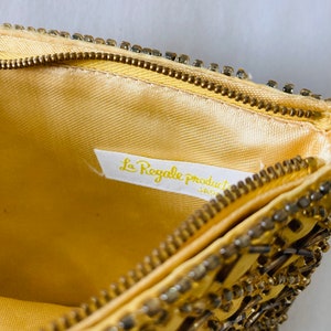 Yellow Gold Beaded Handbag Clutch / Vintage La Regale Made in Japan Uniquely Bead Styled Evening Bag Purse image 2