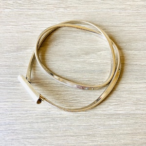 Vintage Golden Chain Belt / Stretchable Gold Tone Modern Metal 80&#39;s Waist Belt