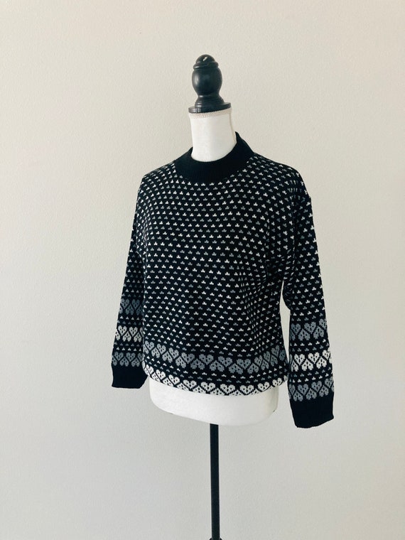 Black and White Pullover Sweater / Vintage 1990’s… - image 5