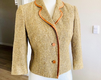 Chaqueta de tweed estilo campestre inglés de los años 40 / Blazer de lana vintage a cuadros para traje ecuestre de otoño, talla pequeña para mujer