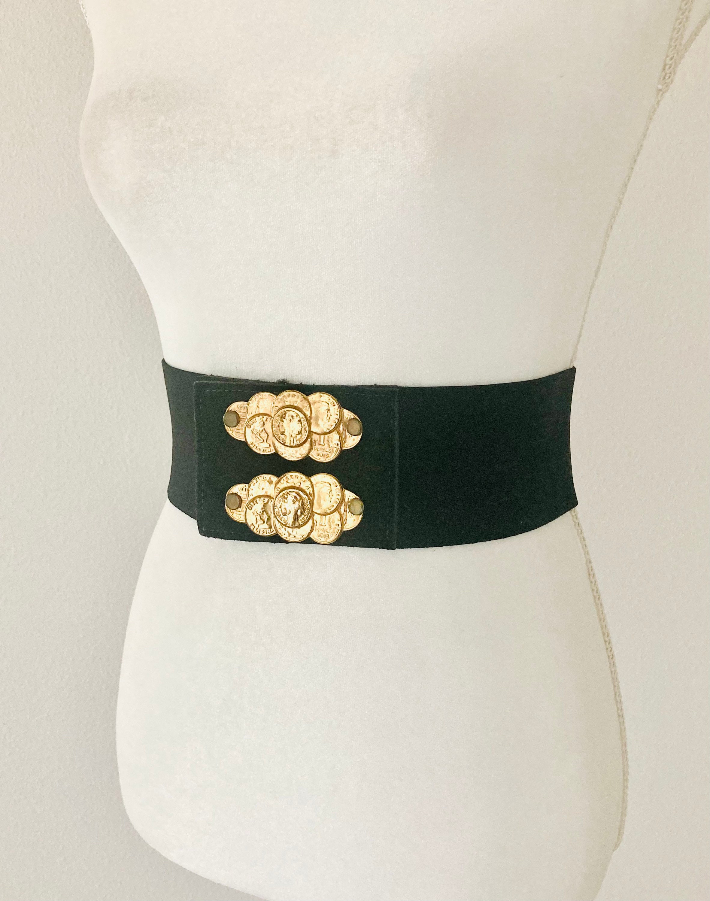 Black Thick Stretchy Belt / Vintage 1980