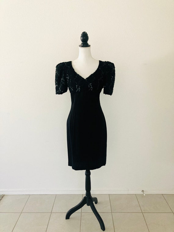 1980’s Rockstar Black Party Dress / Vintage Forma… - image 2