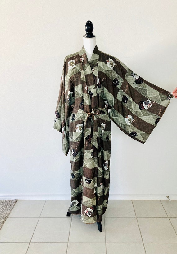 japanese kimono robe brown - Gem