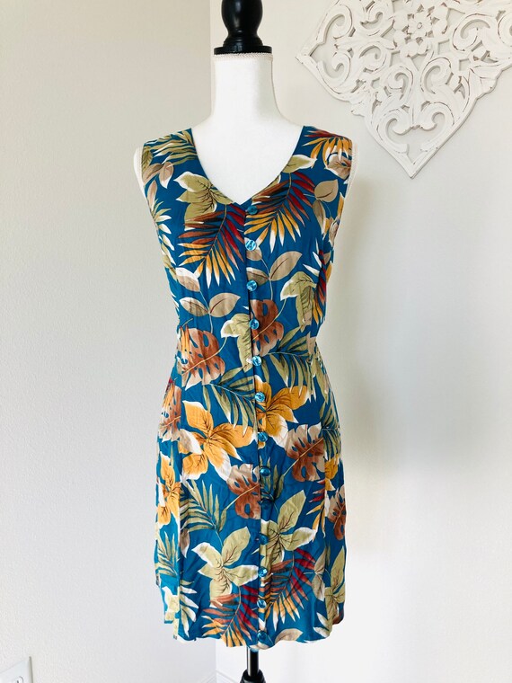 Autumn Leaves Rayon Dress / Vintage 1990’s Flowin… - image 3
