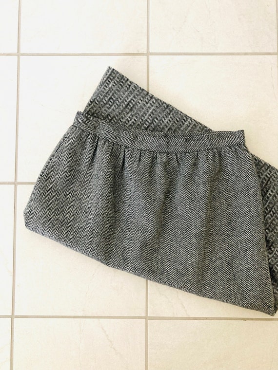 Vintage Wool Tweed Winter Skirt / 1980's Charcoal 