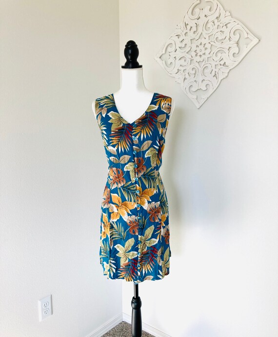 Autumn Leaves Rayon Dress / Vintage 1990’s Flowin… - image 1