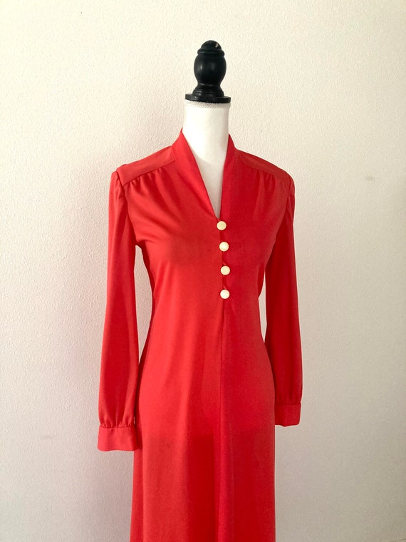 1960’s Mod Long Orange Dress / Vintage Full Length