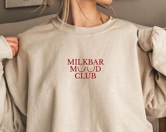 Milkbar Mood Club Pullover Damen, Sweatshirt für Mamas, Geschenk für werdende Mütter, Milch Bar Pullover Mama, Geschenk zur Stillzeit Baby