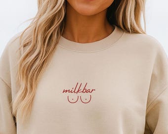 Milk Bar Club Pullover Damen , Geschenk für werdende Mütter, Milch Bar Mama Sweatshirt 2026 Baumwolle, Geschenk zur Geburt für Frauen