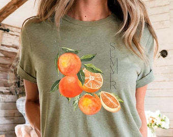 Retro Orangen Shirt Damen, Affirmation Damen Shirt, Italien Sommer Feeling Shirt, Vintage Frontprint, süßes Citrus T-Shirt Damen, Amalfi Küste