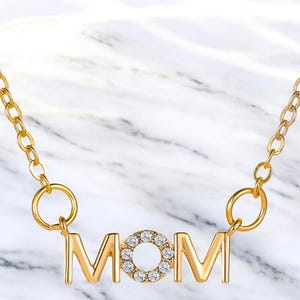 Collar para mamá: regalo para el día de la madre, colgante de cristal MOM, regalo para mamá y madrastra, oro y plata