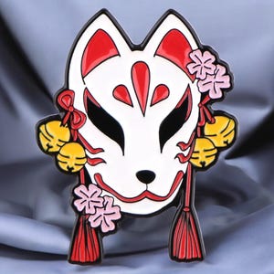 Japanese Fox Masks Enamel Pin – Anime Cosplay Cat Fox Lapel Badge for Backpacks & Fashion Jewelry