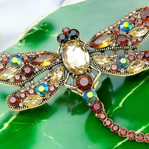 Colorful Dragonfly Brooch, Rhinestone Insect Pin for Women, Wedding Hair Accessories, Party Scarf Collar Pin, Trendy Metal Brooch