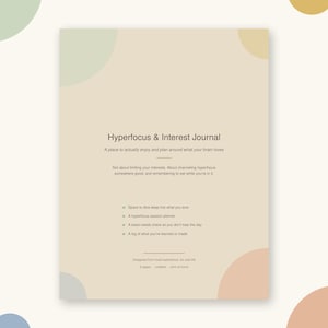 Diario de hiperenfoque imprimible, Rastreador de intereses especiales para TDAH y autismo, Planificador de proyectos neurodivergentes en PDF