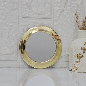 Makeup Round Mirror with Brass frame, Small Wall Mirror decor Mini Bathroom Mirror