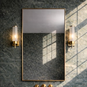 Espelho retangular de latão | Espelho de parede artesanal em latão antigo | Espelho decorativo moderno | Disponível em tamanhos retangulares de corpo inteiro e sob medida.