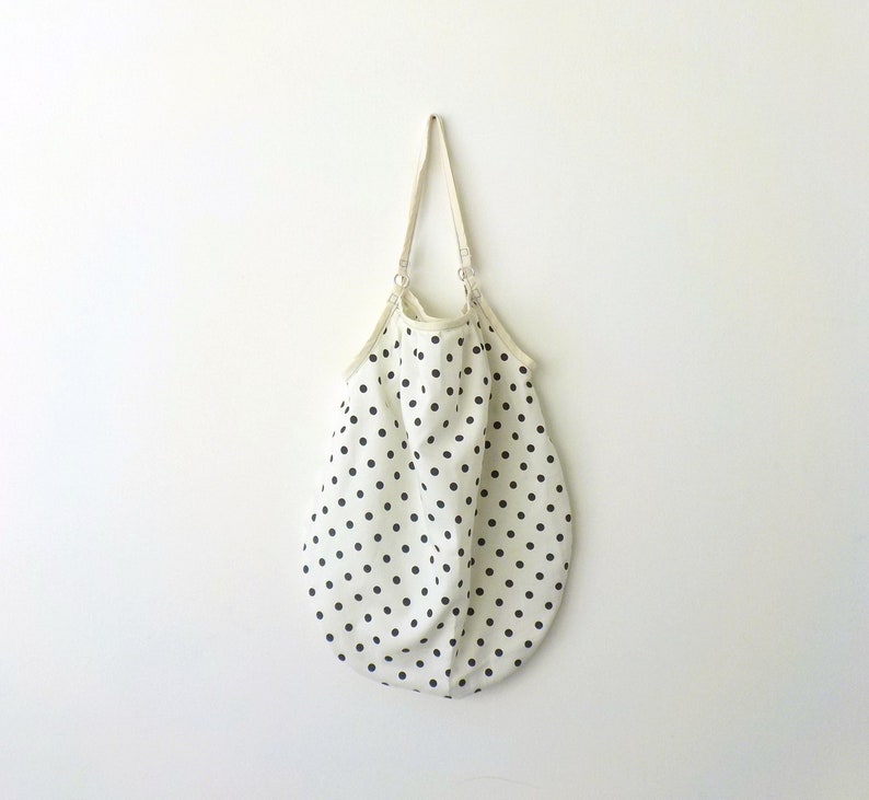 CUSTOM ORDER your own Reusable Shopping Bag in Black And White Polka Dots Eco-friendly Shopper Bag by OnePerfectDay image 4