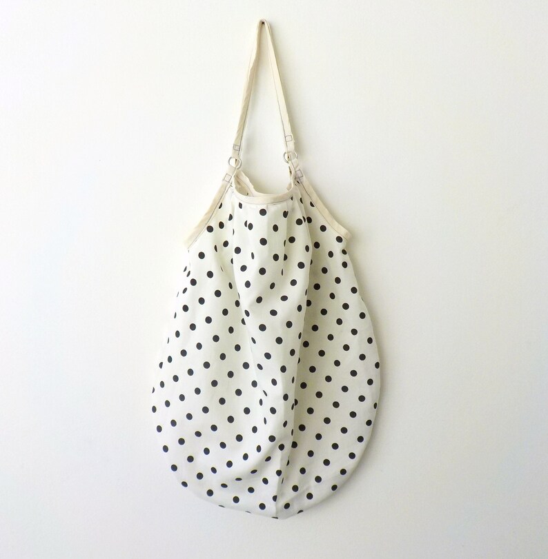 CUSTOM ORDER your own Reusable Shopping Bag in Black And White Polka Dots Eco-friendly Shopper Bag by OnePerfectDay image 2