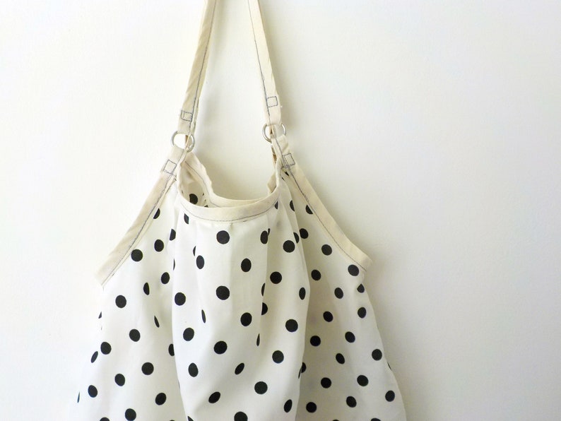 CUSTOM ORDER your own Reusable Shopping Bag in Black And White Polka Dots Eco-friendly Shopper Bag by OnePerfectDay image 8