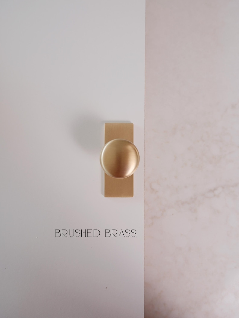 Lennox Knob| Solid Brass Cabinet Knob with backplate, Heritage Brass and Brushed Brass | Kitchen Bathroom Mudroom Dresser Furniture Handles image 10