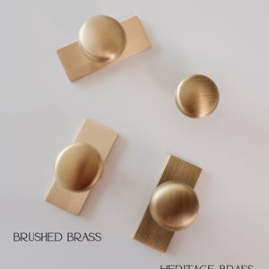 Lennox Knob| Solid Brass Cabinet Knob with backplate, Heritage Brass and Brushed Brass | Kitchen Bathroom Mudroom Dresser Furniture Handles image 8