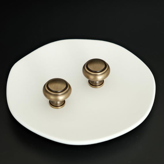Clara Knobs | Solid Brass Drawer Knobs | Antique Brass Cabinet Knobs and  Pulls - Round Dresser Knobs - Vintage Bronze Furniture Hardware