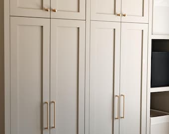 Moda Pull | Sleek Modern Brass Cabinet Drawer Pulls| Solid Brass Ball Knobs| Brushed Brass Pulls Knobs| Kitchen Dresser Bathroom