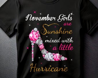 November Birthday Girl T-shirt: Sunshine Hurricane Design