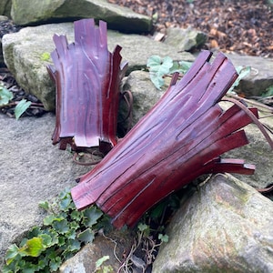 Pair of Tree Bark Effect Hand Carved Leather Wrist Cuffs