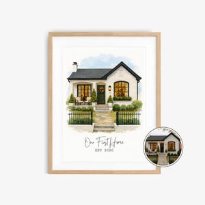 Custom Watercolor House Portrait Photo Digital Download, watercolor house portrait tiny digital print, watercolor house portrait custom