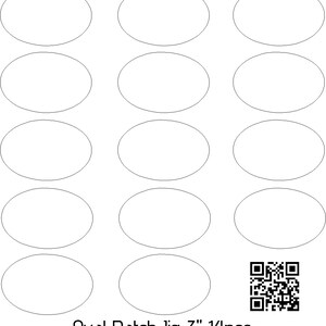 May include: A white oval patch jig with 14 pieces, each measuring 7.6 cm. The jig is designed for creating oval patches. A QR code is in the bottom right corner.